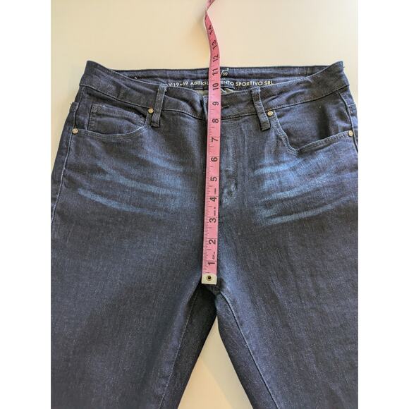 Versace V1969 Jeans Skinny Step Hem Raw Mid Rise Blue Boho Whiskering Size 27 - Picture 11 of 12